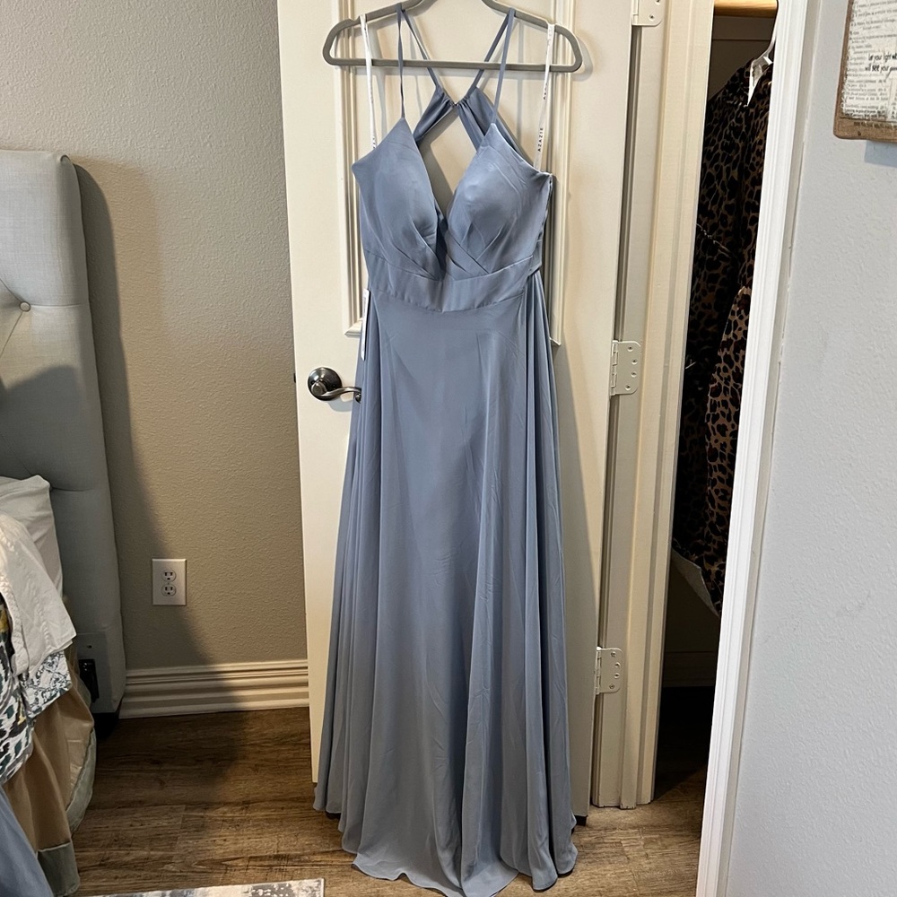 NEW WITH TAGS! Azazie Avelina Bridesmaid Dress in Dusty Blue